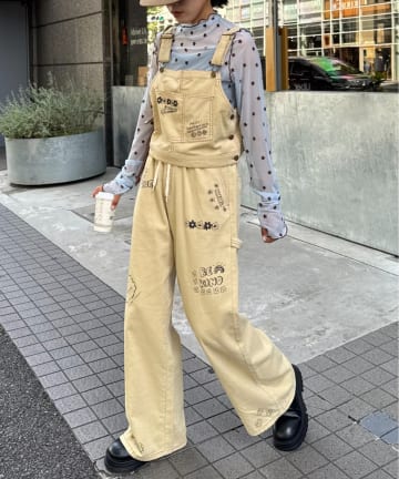 CIAOPANIC TYPY(チャオパニックティピー) ★【HELLO.SANFRANCISCO/ハローサンフランシスコ】マルチウェイ落書きコーデュロイ配色ステッチサロペット