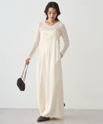 LOUNGEDRESS(ラウンジドレス) レースサテンキャミオールインワン