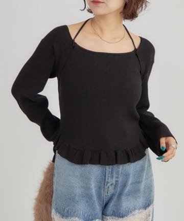 mystic(ミスティック) ペプラムレイヤードニット