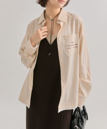 mystic(ミスティック) ポケット刺繍ストライプシャツ