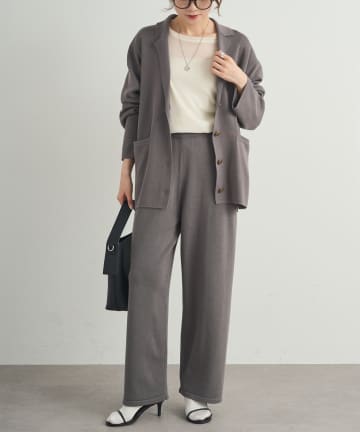 PUAL CE CIN(ピュアルセシン) 【セットアップ対応】ニットテーラードジャケット