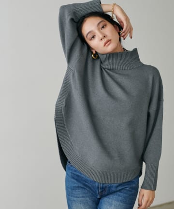 LARUTA(ラルータ) ラウンドヘム2枚衿ニット