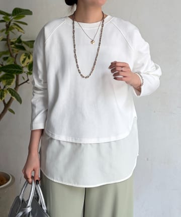 Chez toi(シェトワ) サカリバ裾異素材プルオーバー