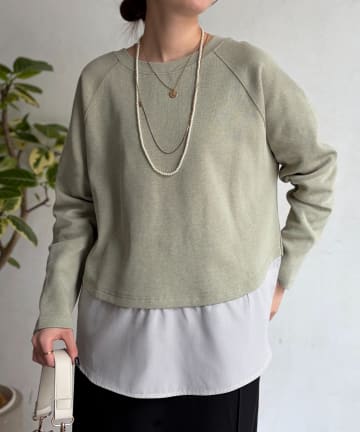 Chez toi(シェトワ) サカリバ裾異素材プルオーバー