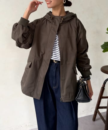 Chez toi(シェトワ) リブラメフードモッズジャケット