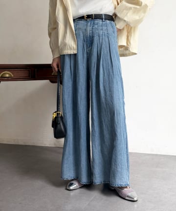 Chez toi(シェトワ) パウダー加工ワイドデニム