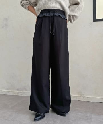 Thevon.(ゼヴォン) ウエストレースタックパンツ