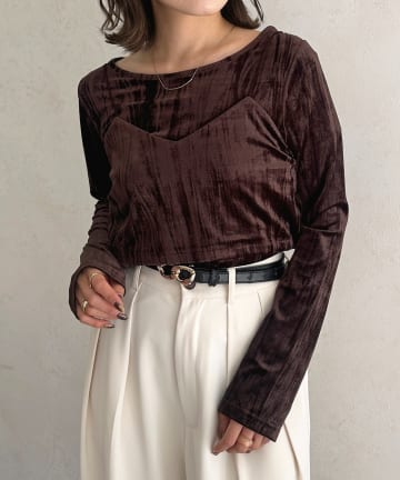 Thevon.(ゼヴォン) クラッシュベロアキャミ×カットプルオーバー
