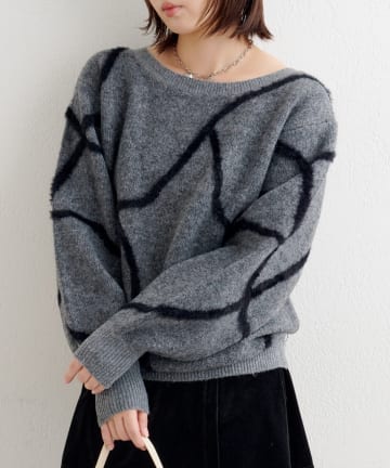 Kastane(カスタネ) B シャギーラインニットプルオーバー