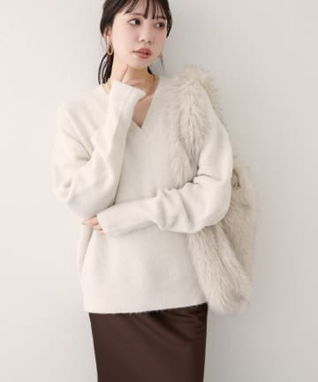 natural couture(ナチュラルクチュール) 【WEB限定】Vネックニットプルオーバー