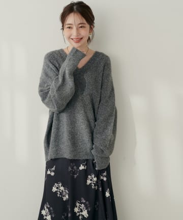 natural couture(ナチュラルクチュール) 【WEB限定】Vネックニットプルオーバー