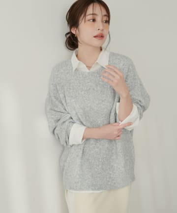 natural couture(ナチュラルクチュール) 【WEB限定】クルーネックニットプルオーバー