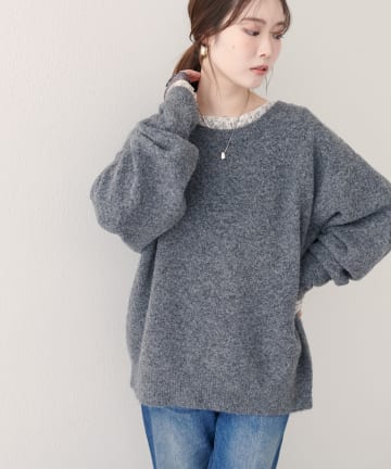 natural couture(ナチュラルクチュール) 【WEB限定】クルーネックニットプルオーバー