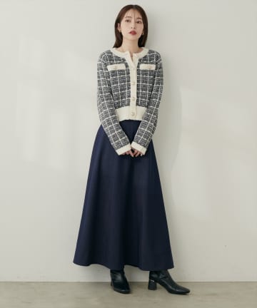 natural couture(ナチュラルクチュール) ワイド切り替えヘムフレアスカート