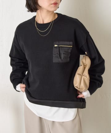 Jena　espace merveilleux(ジェナ　エスパスメルヴェイユ) ポケットサテン配色ニット