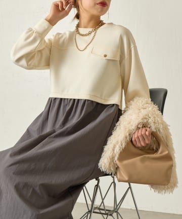 Jena　espace merveilleux(ジェナ　エスパスメルヴェイユ) レイヤード風ナイロンワンピース