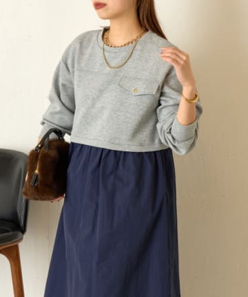 Jena　espace merveilleux(ジェナ　エスパスメルヴェイユ) 【1枚で決まる】レイヤード風ナイロンワンピース