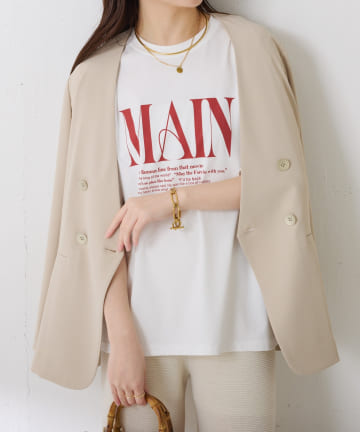 COLLAGE GALLARDAGALANTE(コラージュ ガリャルダガランテ) 【着やすい五分袖】オーバーロゴTシャツ