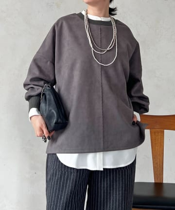 un dix cors(アンディコール) バックリブラインスエードプルオーバー