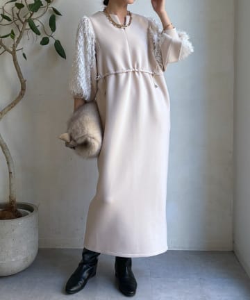 DOUDOU(ドゥドゥ) 【WEB限定】ダンボールレース切替ワンピース