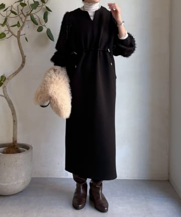 DOUDOU(ドゥドゥ) 【WEB限定】ダンボールレース切替ワンピース