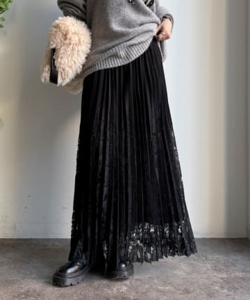 DOUDOU(ドゥドゥ) 【WEB限定】レース切替スカート