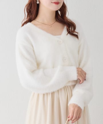 one after another NICE CLAUP(ワンアフターアナザー ナイスクラップ) フェザーショートカーデ