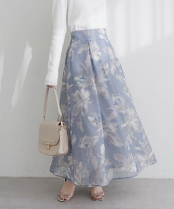 NICE CLAUP / OLIVE des OLIVE OUTLET(ナイスクラップ  / オリーブ デ オリーブ アウトレット) 【natural couture】大花プリントメッシュスカート