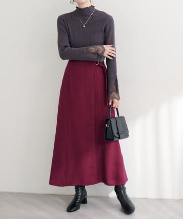 NICE CLAUP / OLIVE des OLIVE OUTLET(ナイスクラップ  / オリーブ デ オリーブ アウトレット) 【natural couture】ラップ風ツイードスカート