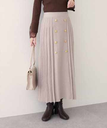 natural couture(ナチュラルクチュール) 【WEB限定】フロント釦ニットプリーツスカート
