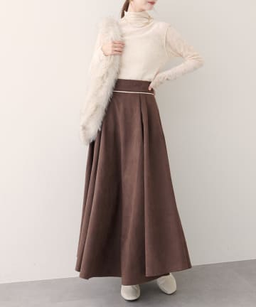 natural couture(ナチュラルクチュール) 【WEB限定】ポンチスエードパイピングサーキュラースカート