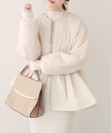 natural couture(ナチュラルクチュール) キルティングペプラムジャケット