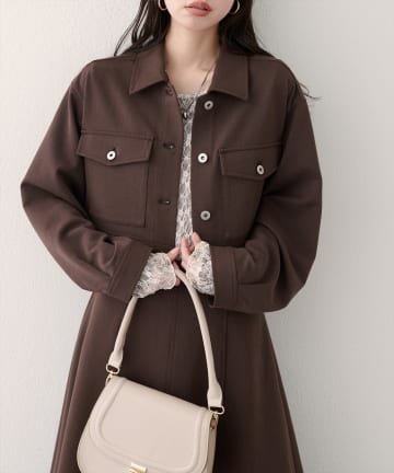 natural couture(ナチュラルクチュール) クロップドシャツブルゾン