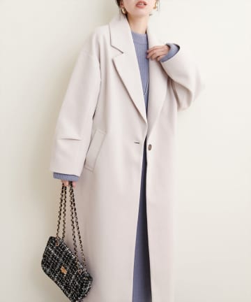 natural couture(ナチュラルクチュール) ニットモッサ袖タックチェスターコート