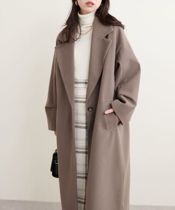 natural couture(ナチュラルクチュール) ニットモッサ袖タックチェスターコート