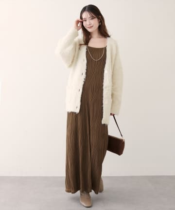 natural couture(ナチュラルクチュール) 【WEB限定】流線ストライプナローワンピース