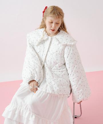 w closet(ダブルクローゼット) 【あみこ企画第3弾！10/16 20:00 販売スタート】【2WAY】Amフリル襟付き中綿ブルゾン