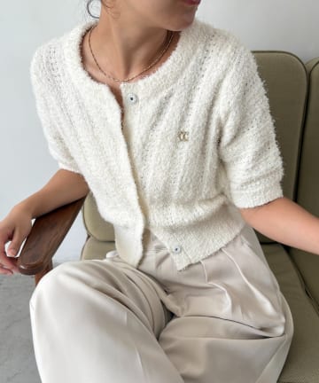 OUTLET(アウトレット) 【CAPRICIEUX LE'MAGE】ミニフェザー半袖カーディガン