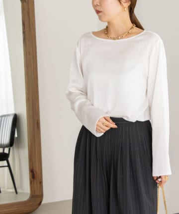 NOLLEY'S(ノーリーズ) ◇【WEB限定】ウォッシャブルリラックスサテン長袖Ｔブラウス