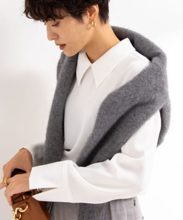 NOLLEY'S(ノーリーズ) ◇【WEB限定】ウォッシャブルオトナサテン衿カフス付きＴブラウス