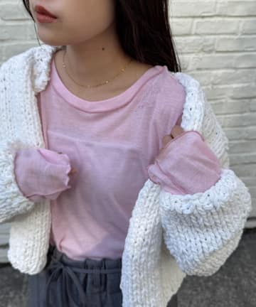 CIAOPANIC TYPY(チャオパニックティピー) 【春まで使える！】前後2wayワンポイントロゴ刺繍シアーメロウトップス