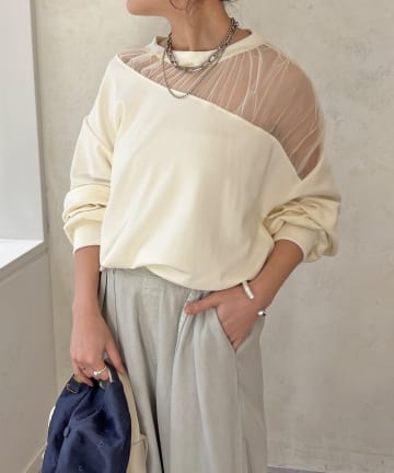 DOUDOU(ドゥドゥ) 【WEB限定】シアー切替カットソー