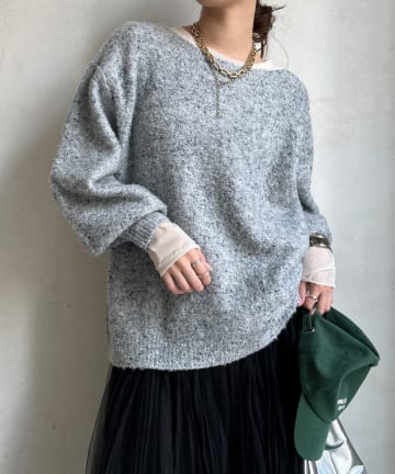 DOUDOU(ドゥドゥ) MIXヤーンボートネックプルオーバー