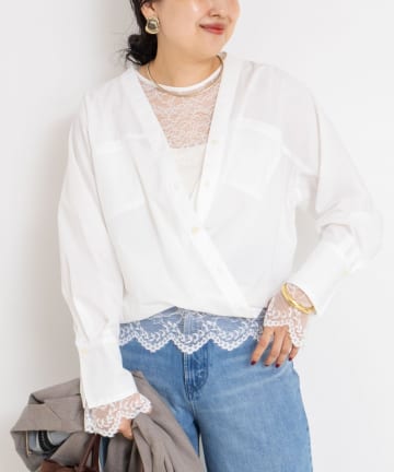 NOLLEY'S(ノーリーズ) ウォッシャブルタイプライターVネック2WAYシャツ