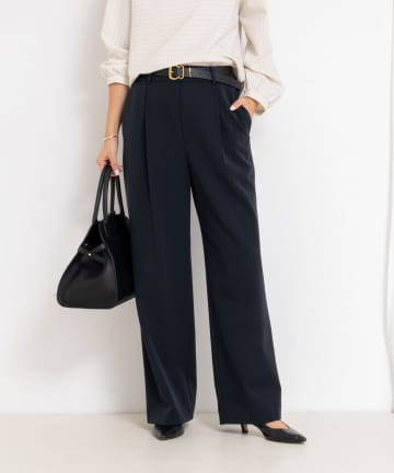 ウォッシャブル裏起毛イージーワイドパンツ