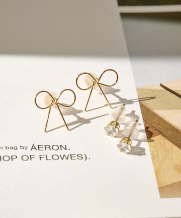 リボンピアスセット(4P)