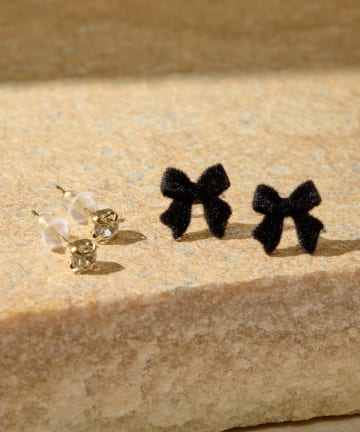 Lattice(ラティス) フロッキーリボンピアスセット(4P)