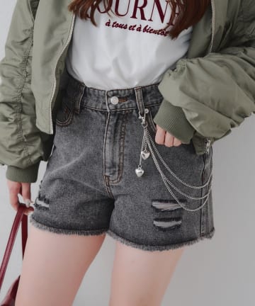 NICE CLAUP / OLIVE des OLIVE OUTLET(ナイスクラップ  / オリーブ デ オリーブ アウトレット) 【RMAF】ハートチェーン付きショートパンツ