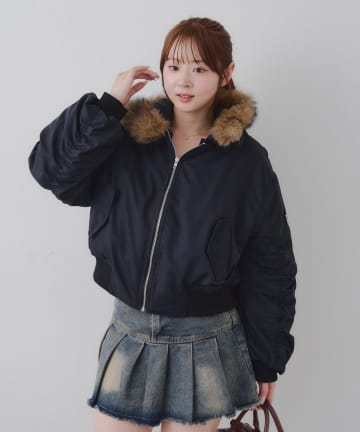 NICE CLAUP / OLIVE des OLIVE OUTLET(ナイスクラップ  / オリーブ デ オリーブ アウトレット) 【RMAF】フェイクファー付ＭＡ－１