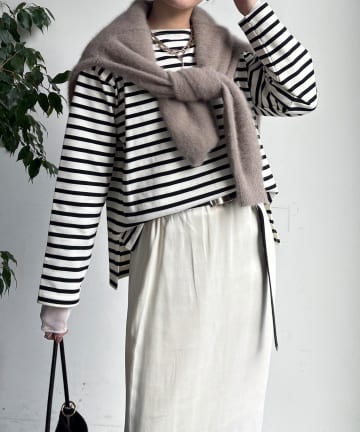 DOUDOU(ドゥドゥ) 【WEB限定】ボーダーボ-トネックプルオーバー